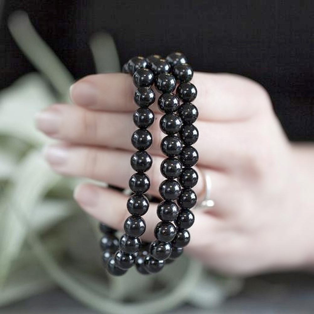 Black Tourmaline Gemstone Stretchable Bracelet 