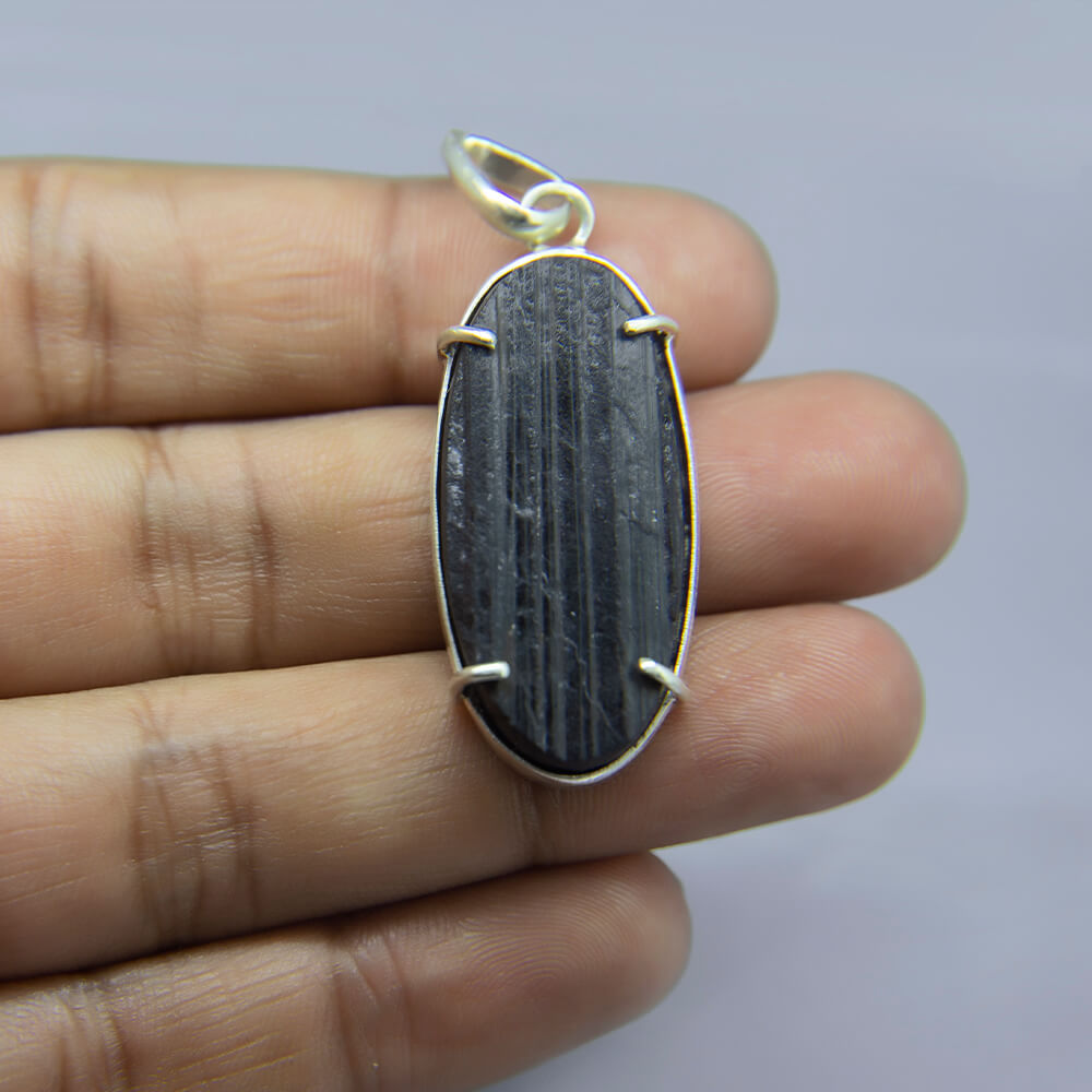Black Tourmaline Silver Pendant