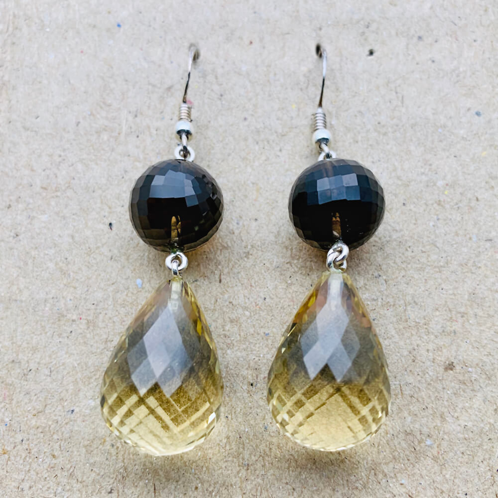 Citrine & Smoky Quartz Earrings