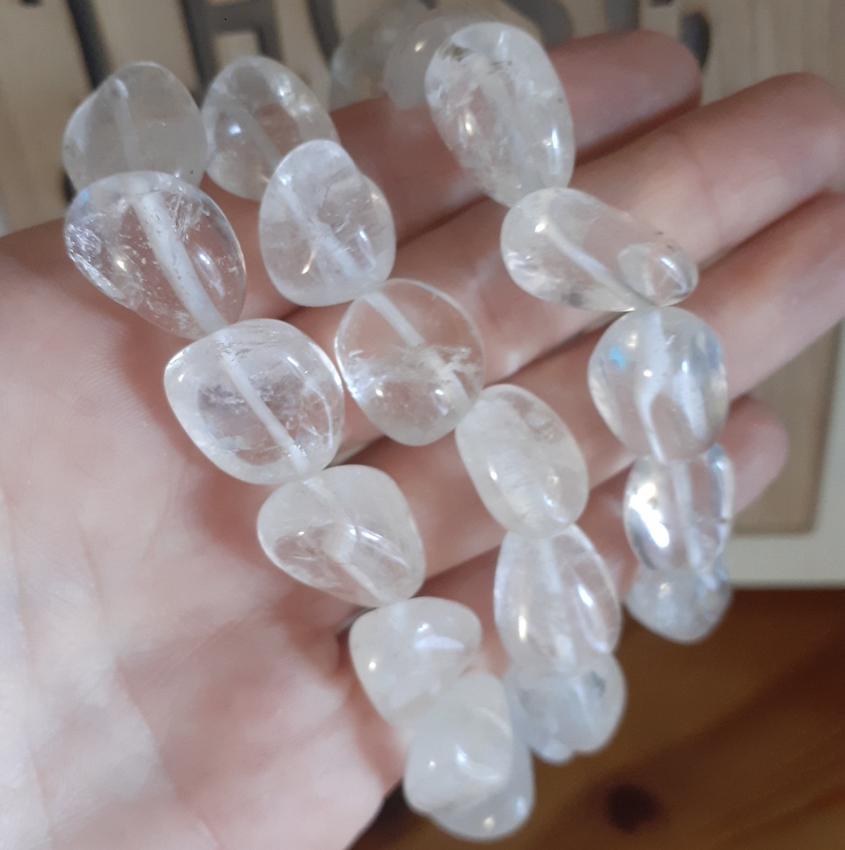 Clear Quartz Crystal (Sphatik) Tumble Stretchable Bracelet 