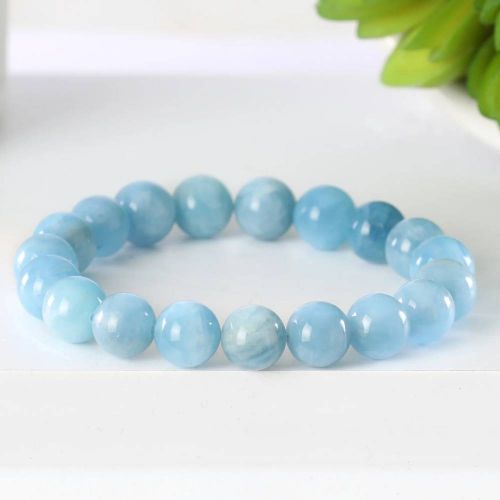 Aquamarine Beads Stretchable Bracelet 