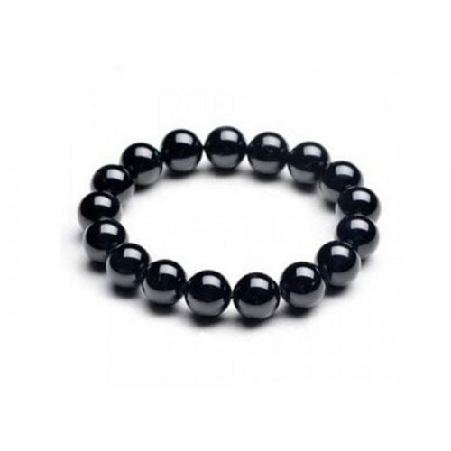 Black Agate (Hakik) Gemstone Stretchable Bracelet 