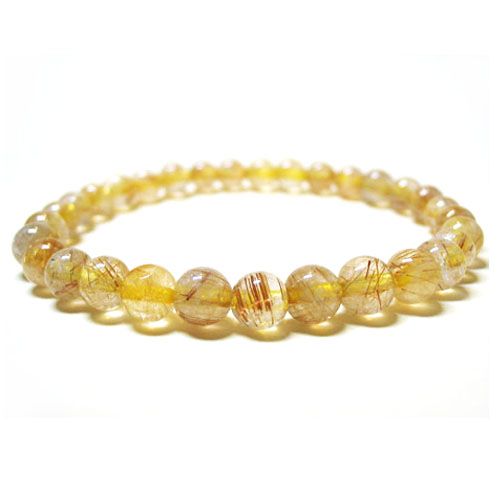 Golden Rutilated Gemstone Stretchable Bracelet 