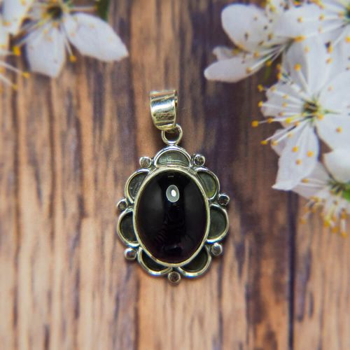 Black Onyx Silver Pendant
