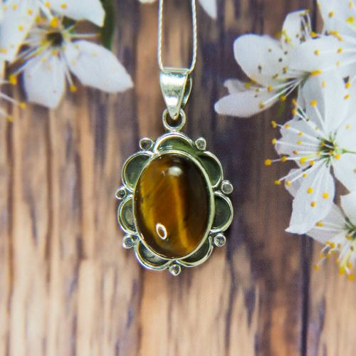 Tiger Eye Silver Pendant
