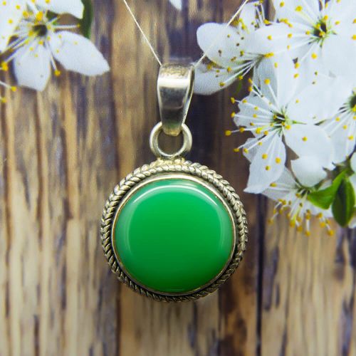 Green Onyx Silver Pendant