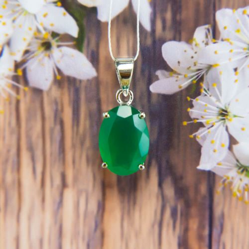Green Onyx Silver Pendant