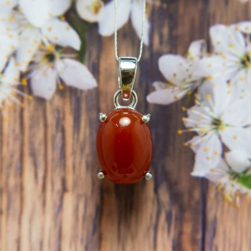 Red Hakik Silver Pendant