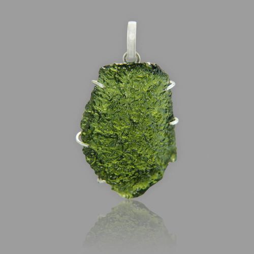 Moldavite Silver Pendant - 16.64 Grams