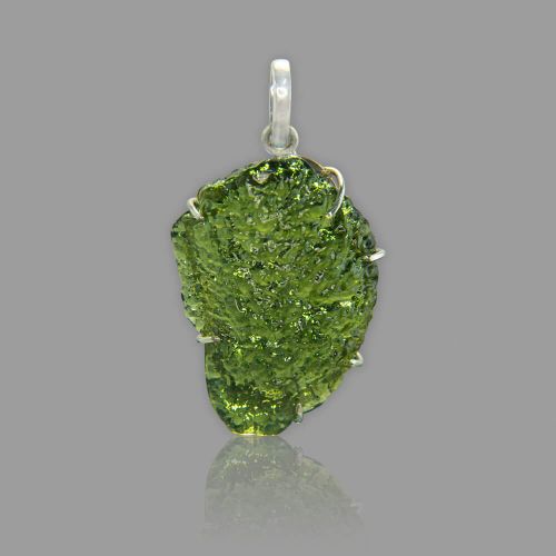 Moldavite Silver Pendant - 15.97 Grams