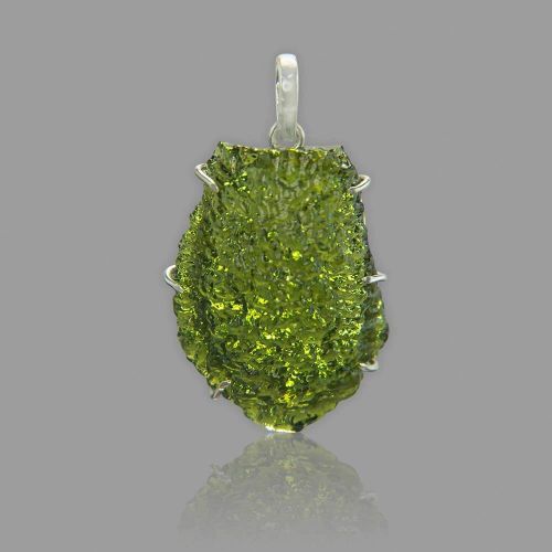 Moldavite Silver Pendant - 17.17 Grams