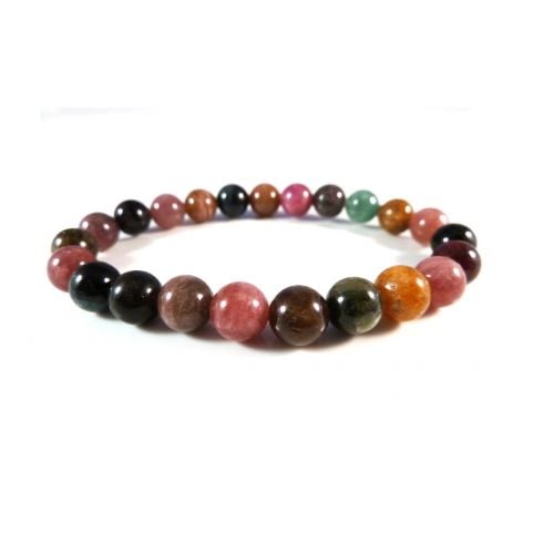 Multicolor Tourmaline Beads Stretchable Bracelet 