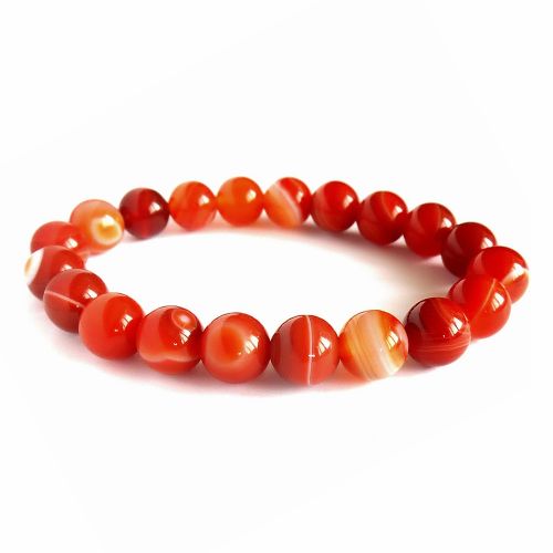Red Agate (Hakik) Gemstone Stretchable Bracelet 