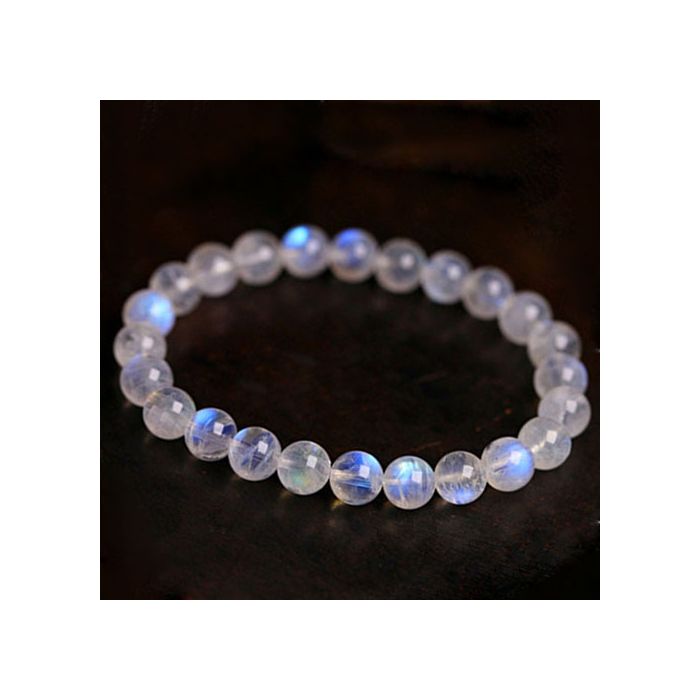 Charming silver rainbow moonstone bracelet