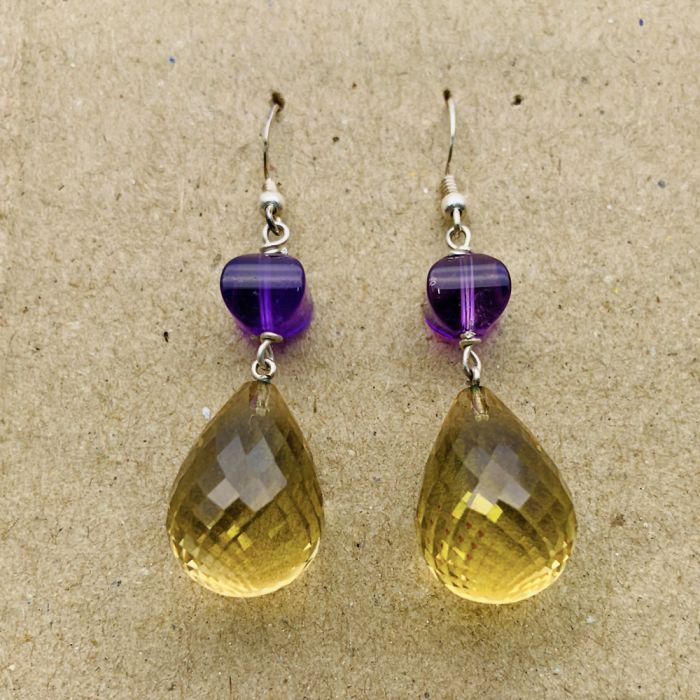 Buy Citrine Dangle  Drop Earrings Solid 14kt Yellow Gold Online in India   Etsy