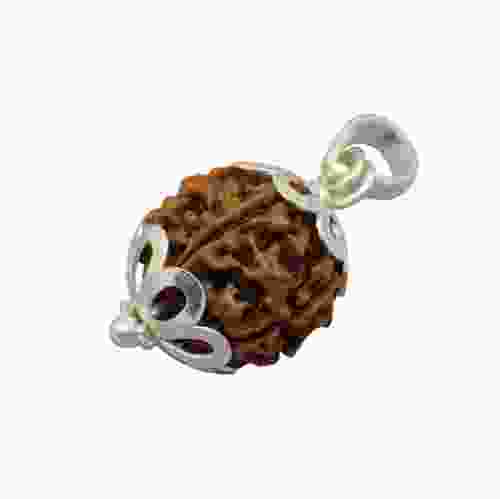 Natural 6 Mukhi Rudraksha Lab Certified Pendant in Silver 