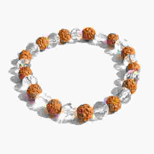 8 Mukhi Rudraksha & Sphatik Crystal Bracelet 