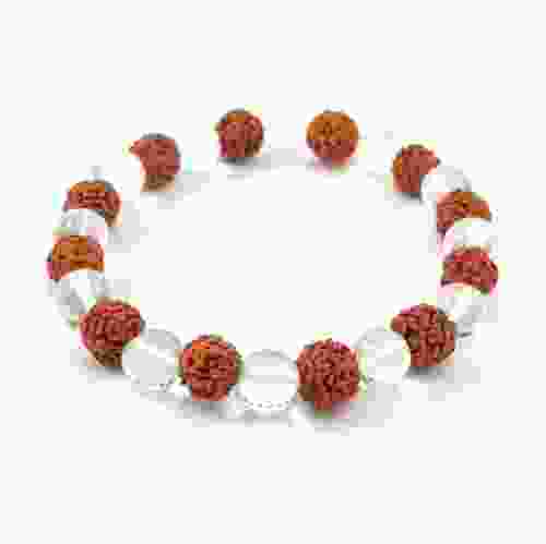 9 Mukhi Rudraksha & Sphatik Crystal Bracelet 