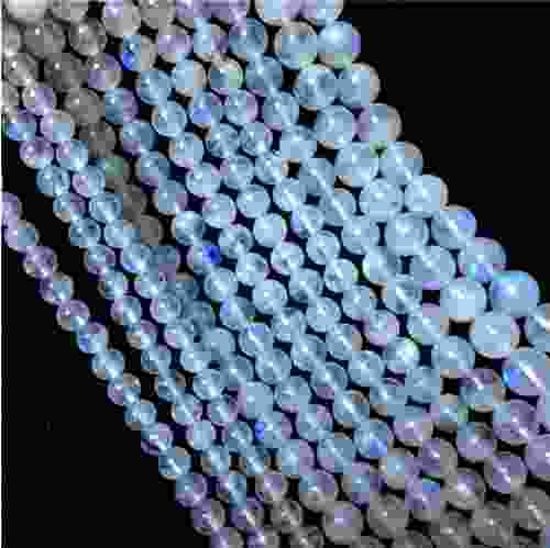 Natural Blue Rainbow Moonstone AAA Quality Gemstone Beads String