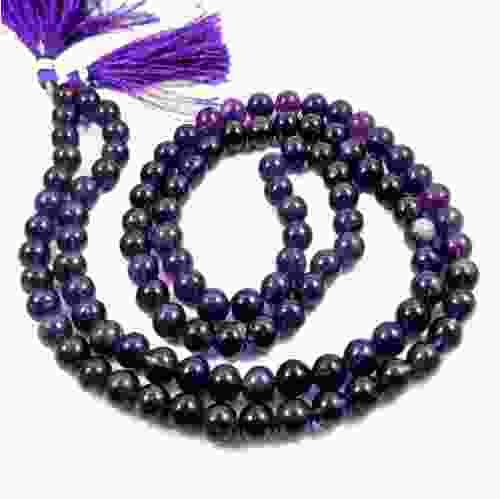 Natural Amethyst 108 Beads Japa Mala Rosary (24 inch)