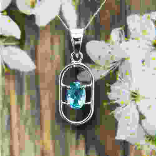 Blue Topaz Silver Pendant