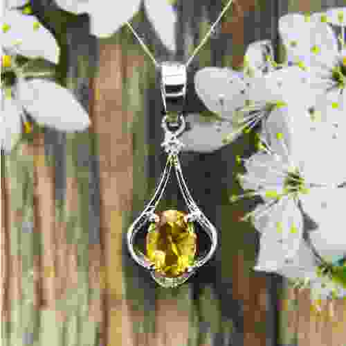 Citrine Silver Pendant