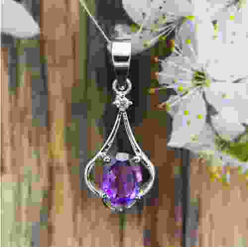 Amethyst Silver Pendant