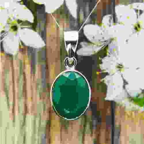 Green Onyx Silver Pendant
