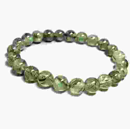 Natural Green Rutilated Gemstone Bracelet