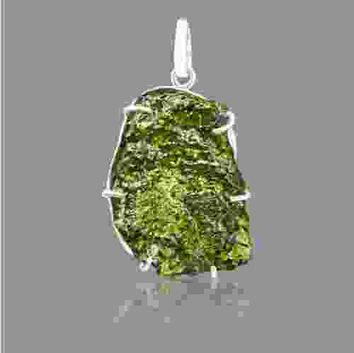 Moldavite Silver Pendant - 18.23 Grams