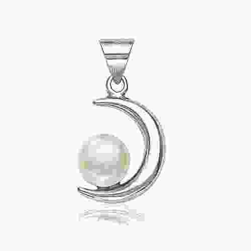 Half Moon Pearl Pendant with Silver