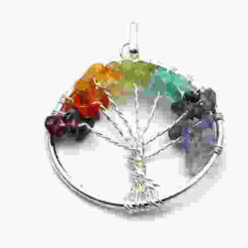 Natural 7 Chakra Gemstone Tree Pendant