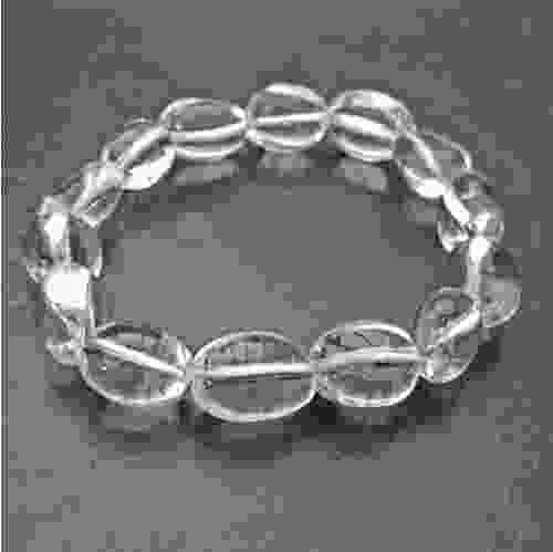 Clear Quartz Crystal (Sphatik) Tumble Stretchable Bracelet 