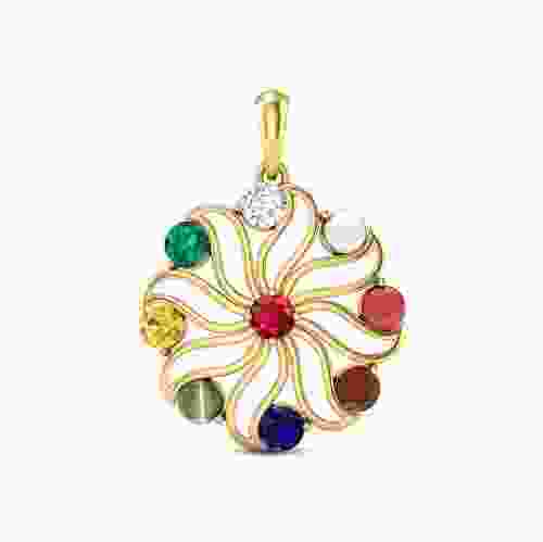 Navratna Gemstone  Pendant  in Gold