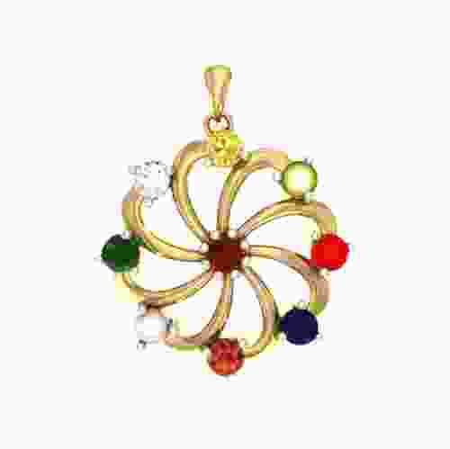 Navratna Gemstone  Pendant  in Gold