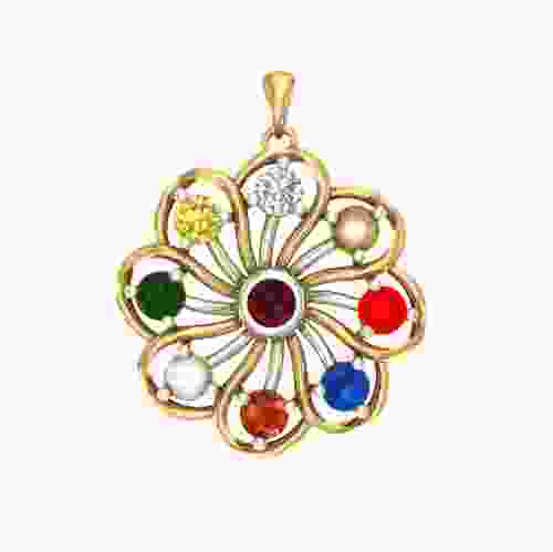 Navratna Gemstone  Pendant  in Gold