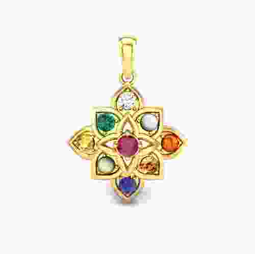 Navratna Gemstone  Pendant  in Gold