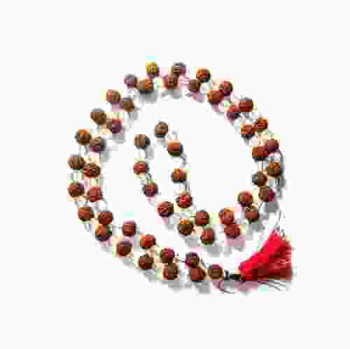 108 Beads Natural Rudraksah and Rock Crystal (Sphatik)  Mala String