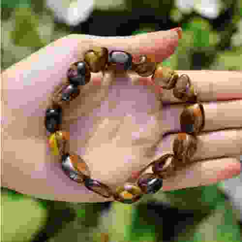 Natural tiger eye tumbled beads bracelets 