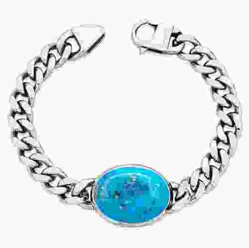 Natural Turquoise (Firoza) Bracelet in Silver