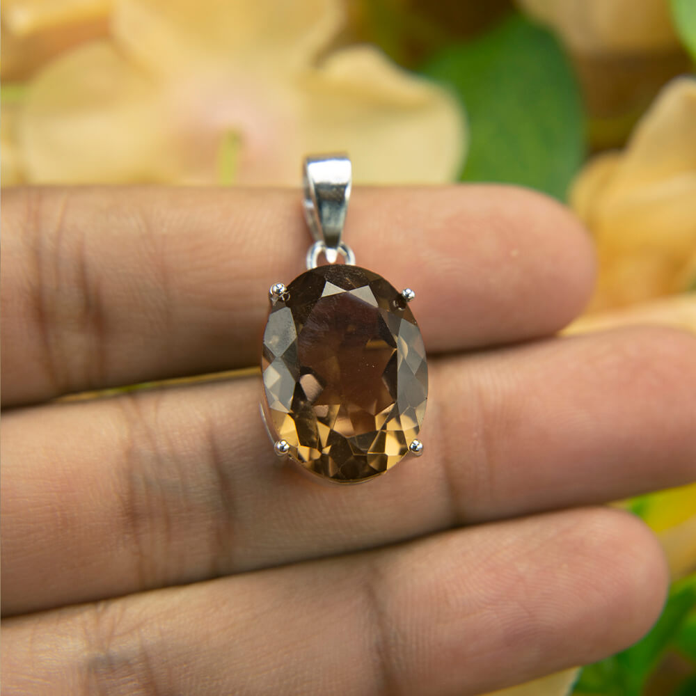 Smoky Quartz Silver Pendant