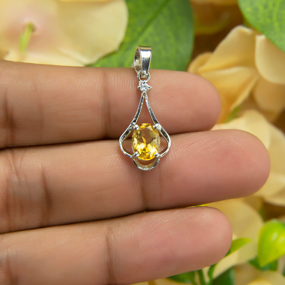 Citrine Silver Pendant