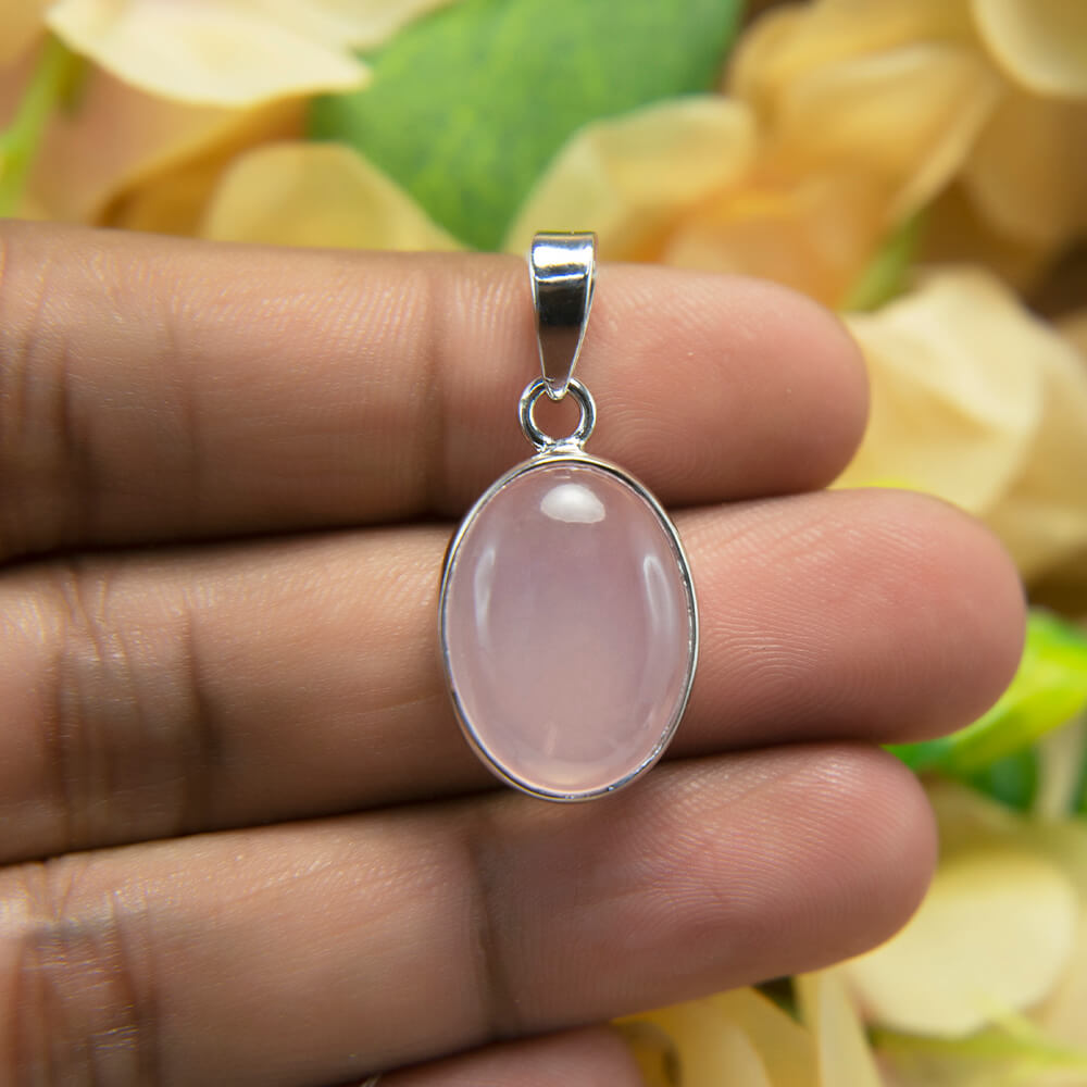 Rose Quartz Silver Pendant