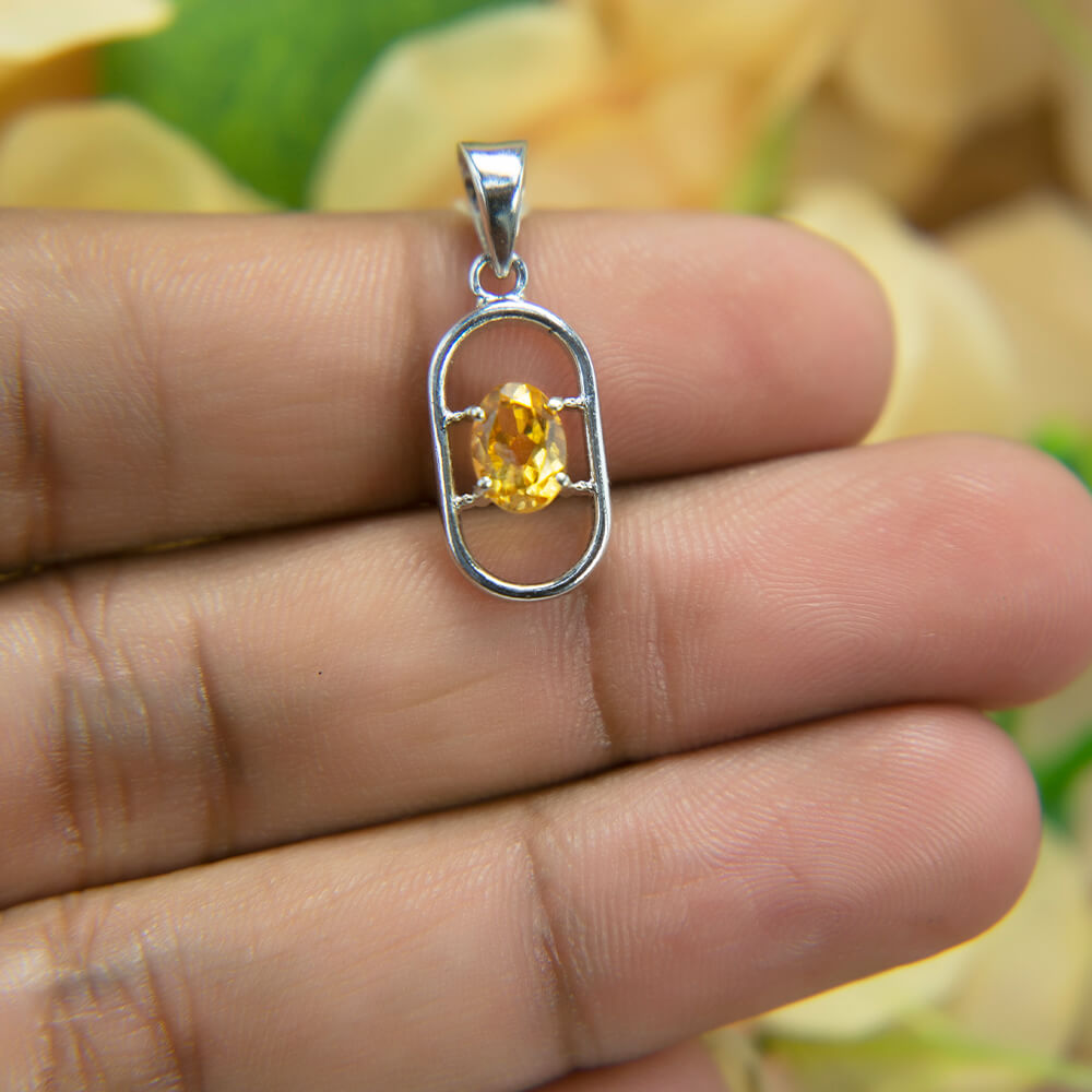 Citrine Silver Pendant