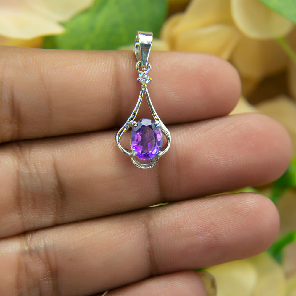Amethyst Silver Pendant