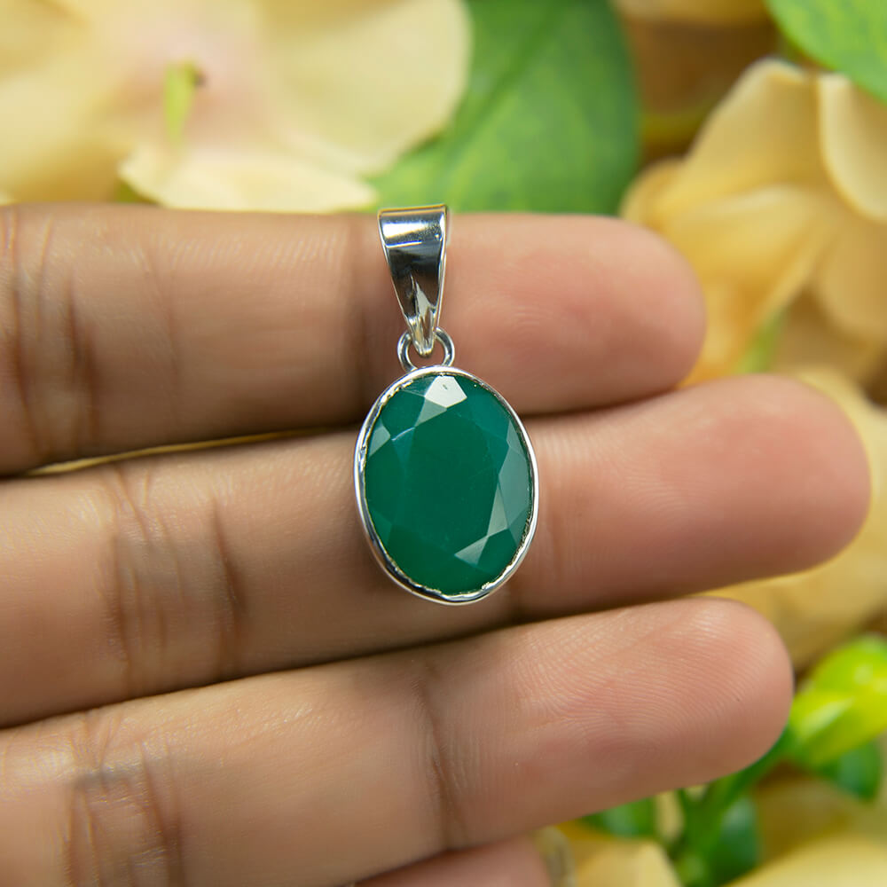 Green Onyx Silver Pendant