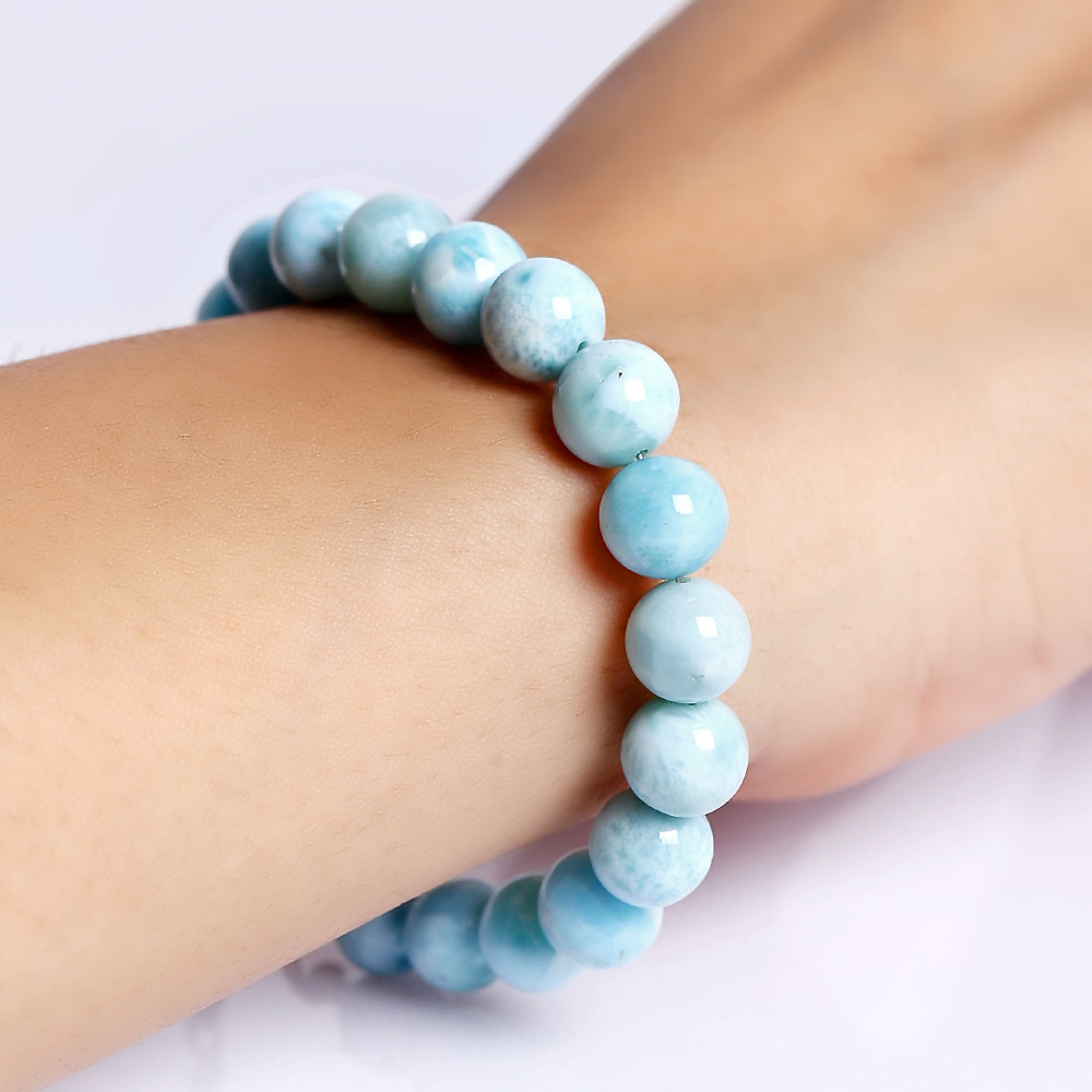 Larimar Beads Stretchable Bracelet 