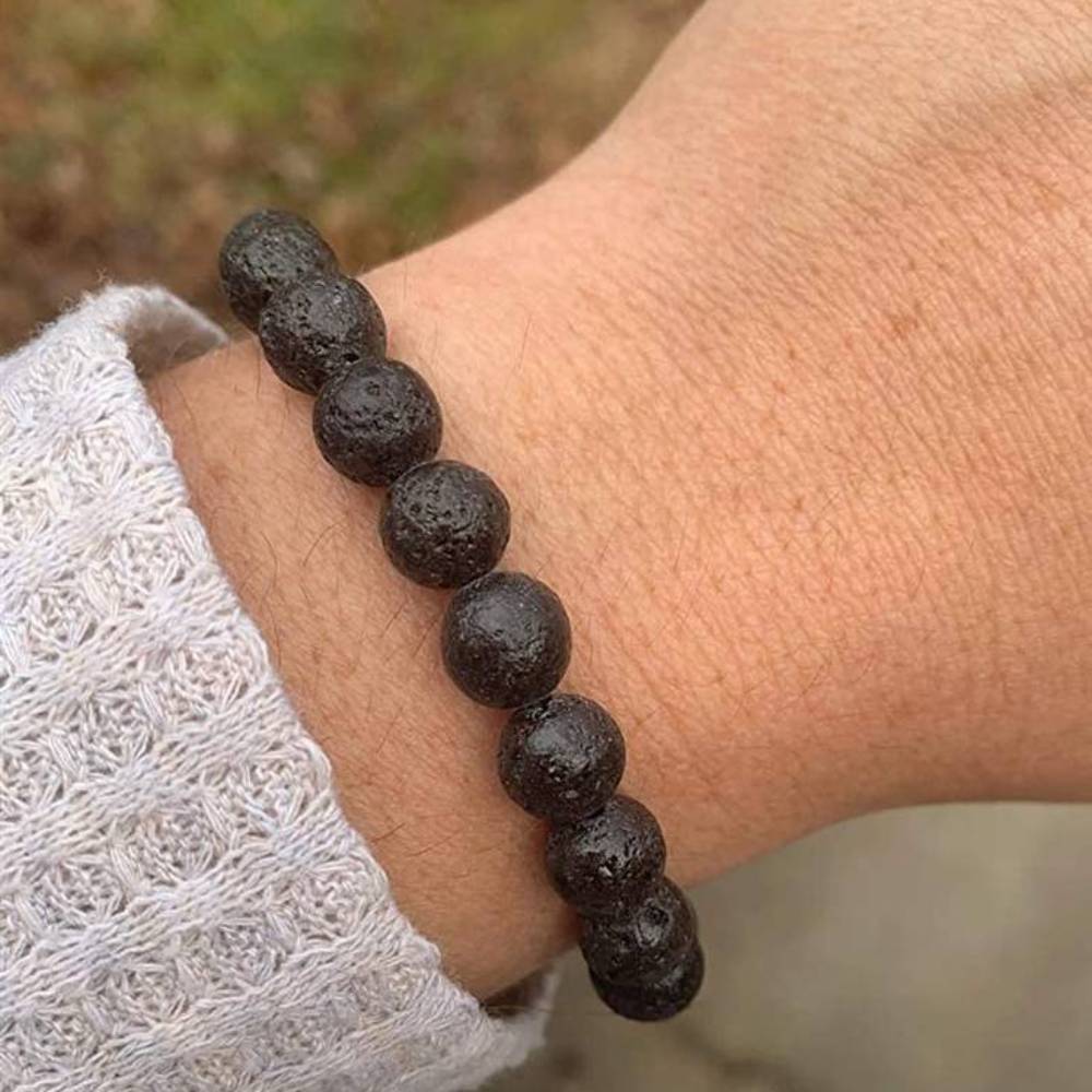 Lava Stone Beads Stretchable Bracelet 