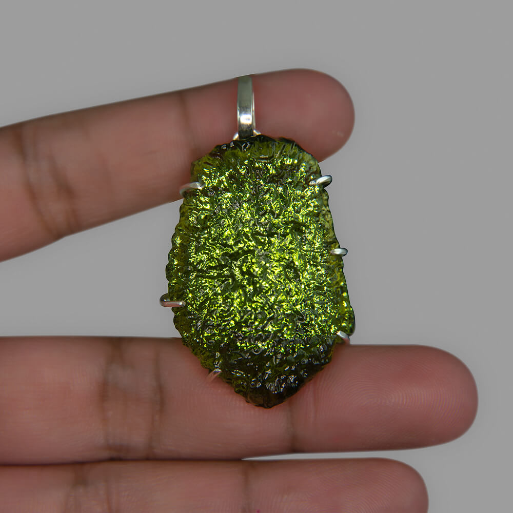 Moldavite Silver Pendant - 16.64 Grams
