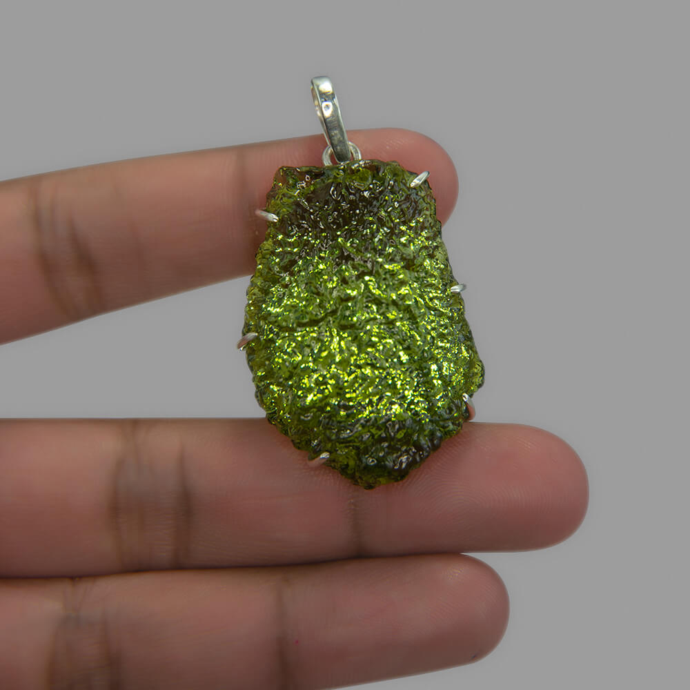 Moldavite Silver Pendant - 16.47 Grams